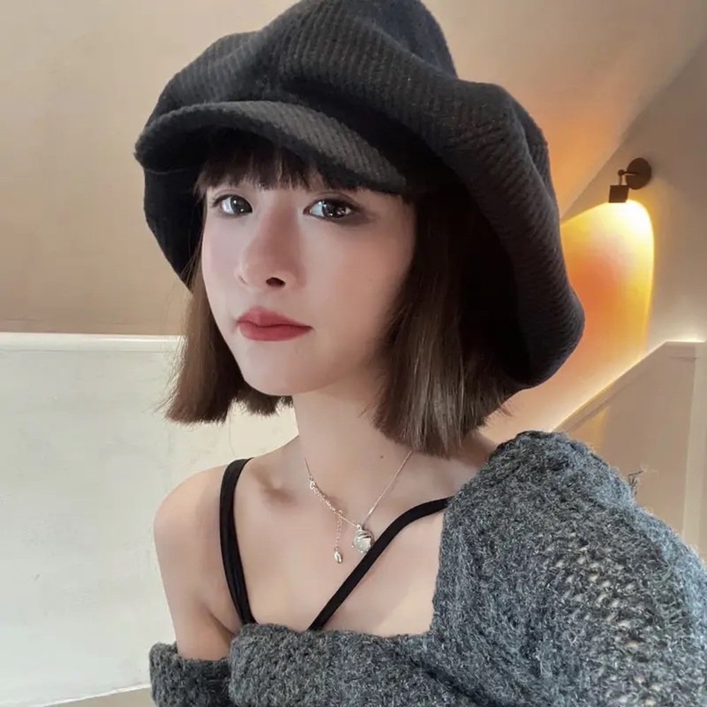 🌺 OVERSIZED BERET HAT CAP HIPSTER TREND BLACK NEWSBOY BERET CORDURY H&M STYLE - Picture 2 of 4